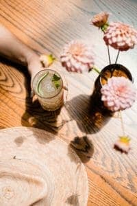 aerial view of person holding cocktail